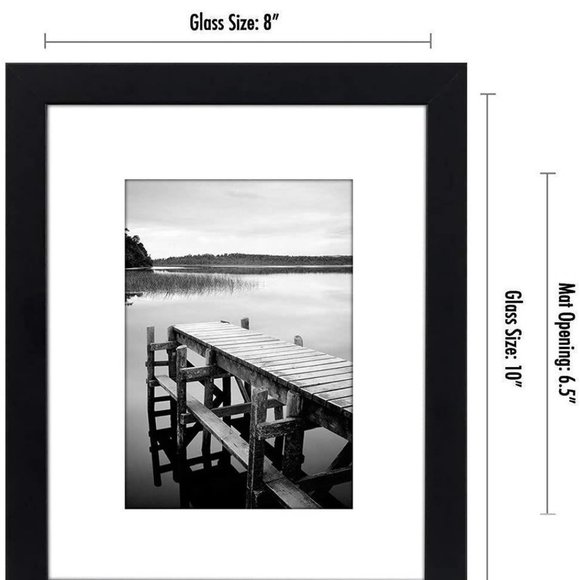 8×10 Picture Frame with Shatter-Resistant Glass Beveled Mat NEW - Picture 1 of 8